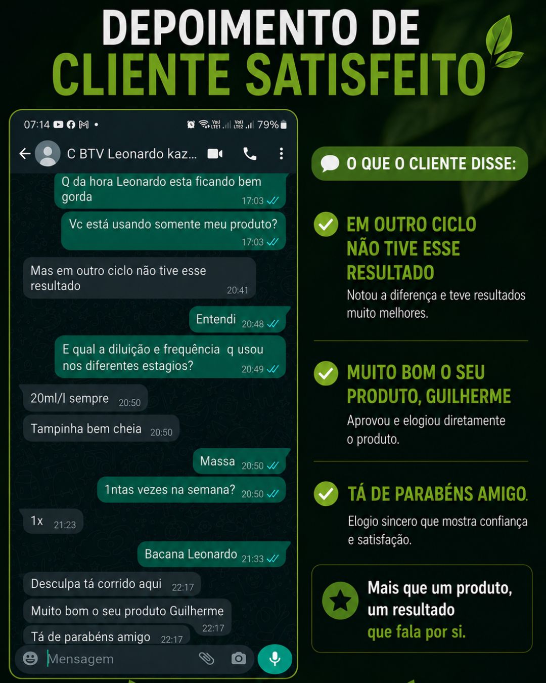 Leonardo Kazu — conversa técnica de diluição 20ml/L